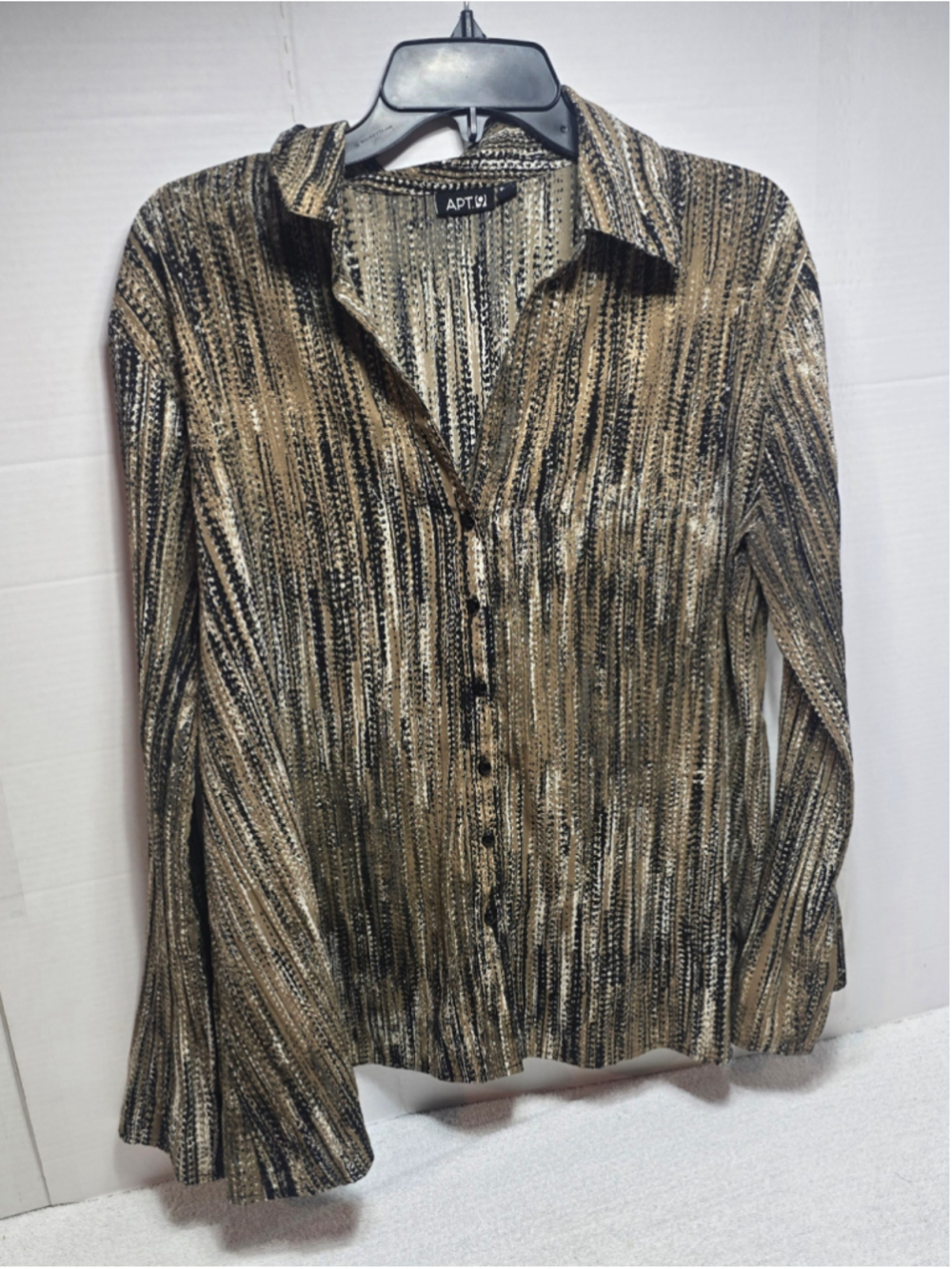 Women's Apt. 9 Button-Down Blouse, 1X, Beige and Black Patterned